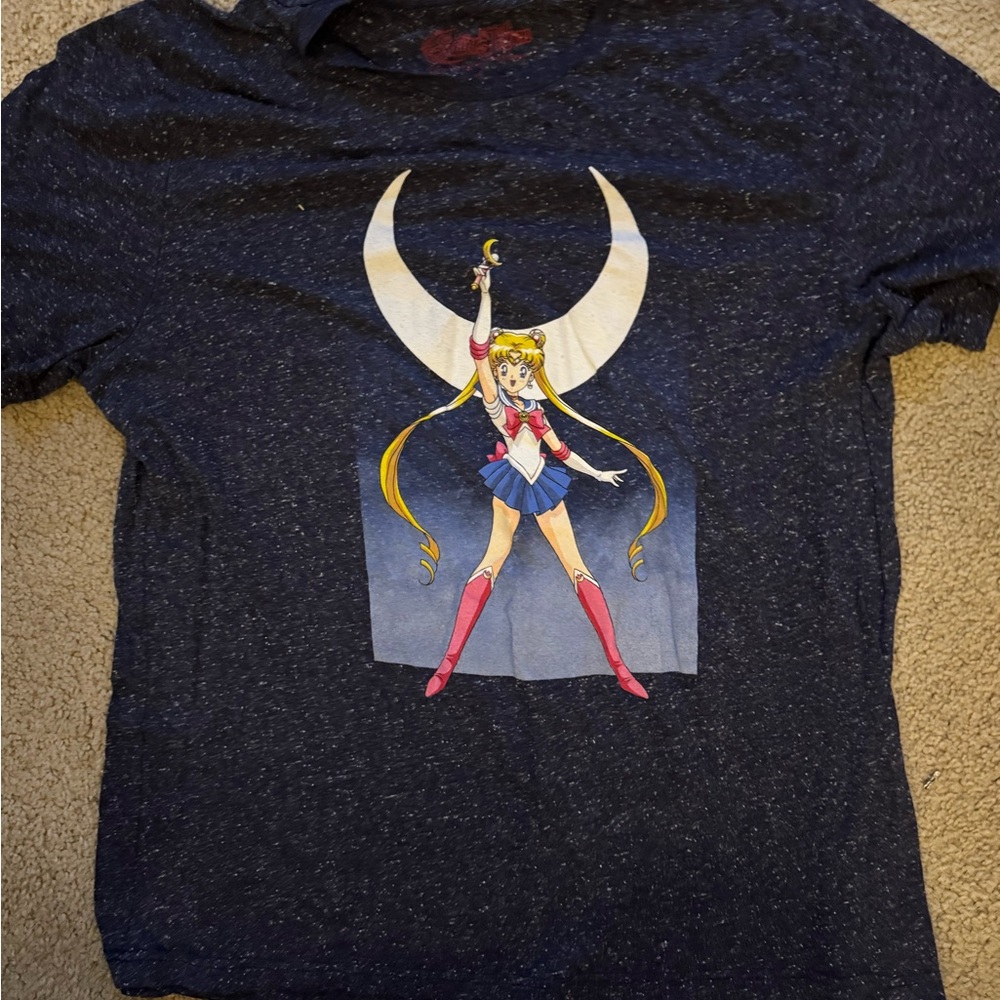 Navy Graphic Tee with Anime Character